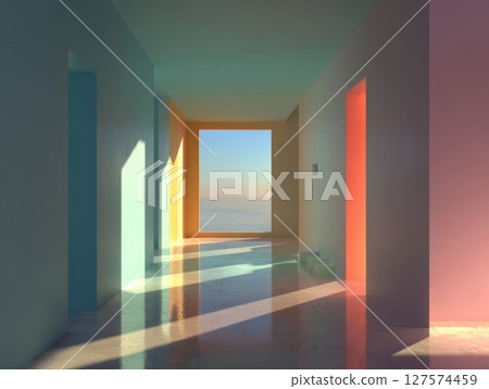 Pastel Colored Room with Ocean View 127574459