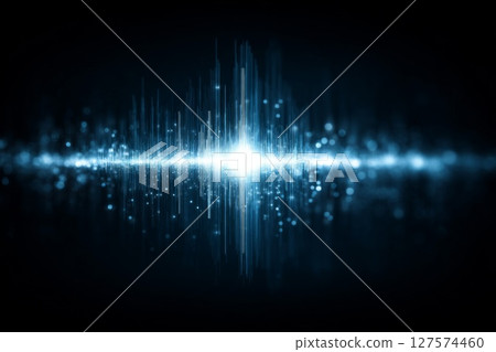 Abstract Blue Energy Wave with Glowing Particles 127574460