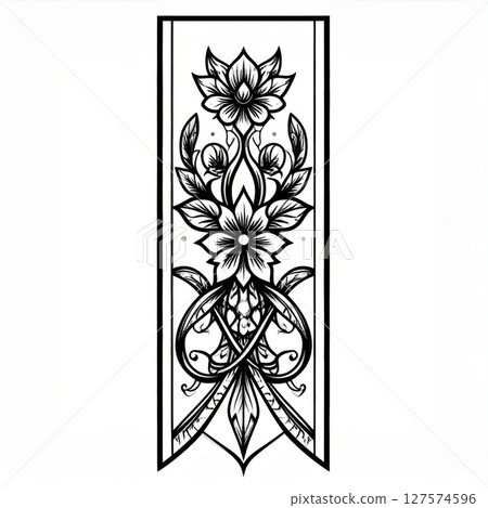 Black And White Floral Line Art Tattoo Design Black And White Floral Line Art Tattoo Design 127574596