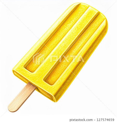 Yellow Popsicle Illustration on White Background 127574659