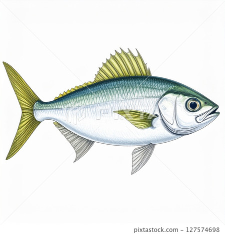 Detailed Illustration of a Yellowtail Fish 127574698