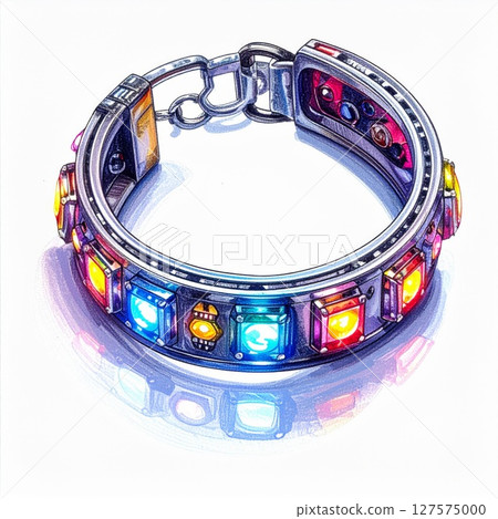 Colorful Gemstone Bracelet on White Background 127575000