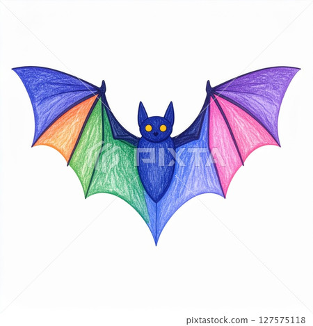 Rainbow Colored Bat Illustration Rainbow Colored Bat Illustration 127575118