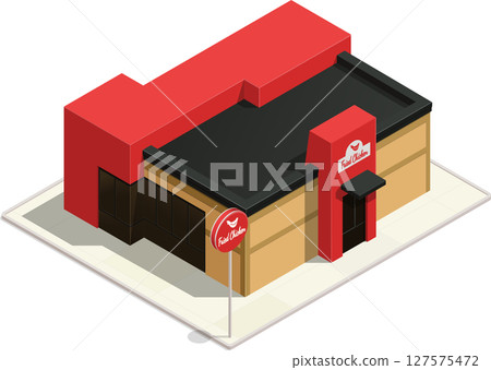 Isometric fried chicken restaurant Isometric fried chicken restaurant 127575472
