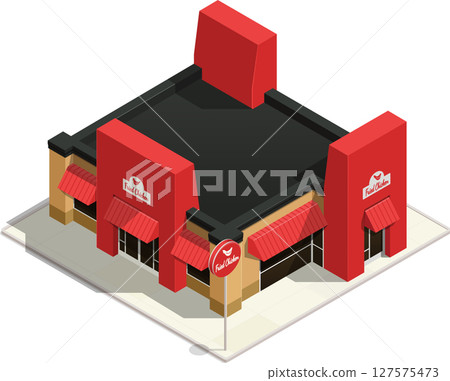 Isometric modern fried chicken restaurant Isometric modern fried chicken restaurant 127575473