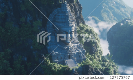 Majestic Ancient Temple Carved into Mountain 127575767