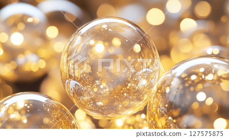 Transparent golden bubble background 127575875