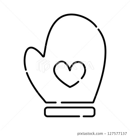 Cooking mitt, potholder black and white vector line illustration 127577137