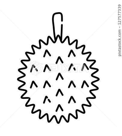 Durian black and white vector line illustration Durian black and white vector line illustration 127577339