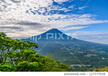 A clear sky and a spectacular view of Mt. Fuji in early summer (Ryūgatake Observation Point) 127577636