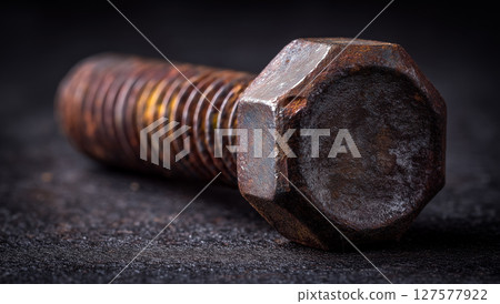 Aged bolt, corrosion and oxidation concept 127577922