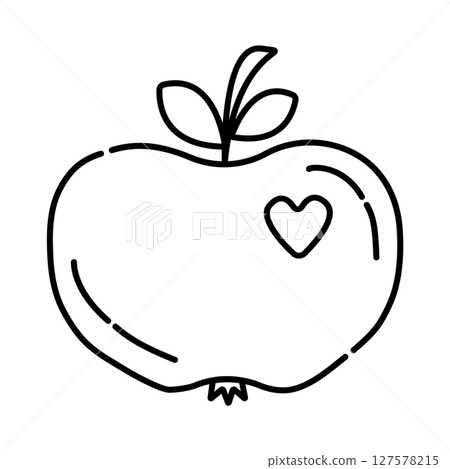 Apple black and white vector line icon - Stock Illustration [127578215 ...