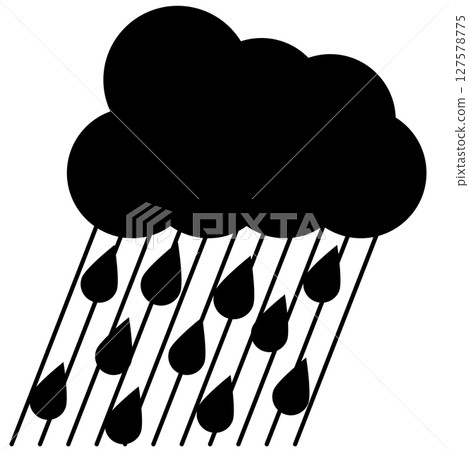 Silhouette icon of heavy rain and raindrops 127578775