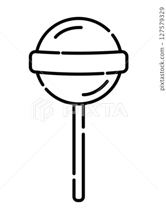 Lollipop black and white vector line icon Lollipop black and white vector line icon 127579329