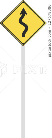 Illustration of a sign with a pole (with zigzag pattern) 127579386