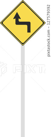 Single illustration of a sign with a pole, with back bending 127579392