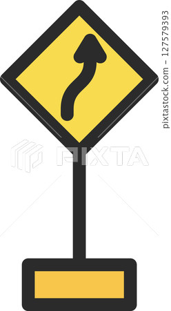 Illustration of a single mini sign with a pole (with back bending) 127579393
