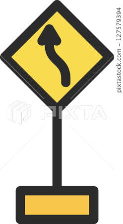 Illustration of a single mini sign with a pole (with back bending) 127579394