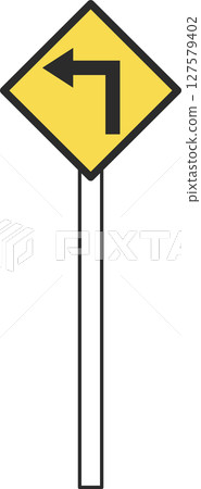 Single illustration of a simple sign with a pole (with bending) Single illustration of a simple sign with a pole (with bending) 127579402