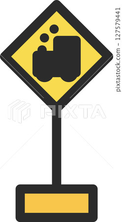 Single illustration of a mini sign with a pole - Railroad crossing Single illustration of a mini sign with a pole - Railroad crossing 127579441