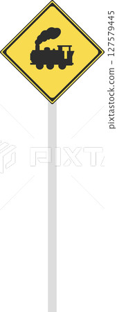 Single illustration of a sign with a pole - Railroad crossing Single illustration of a sign with a pole - Railroad crossing 127579445