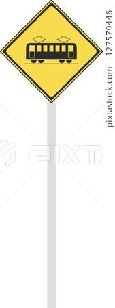 Single illustration of a sign with a pole - Railroad crossing Single illustration of a sign with a pole - Railroad crossing 127579446