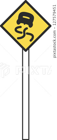 帶有桿子的簡單標誌的單幅插圖：濕滑 127579451