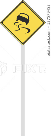 帶有桿標誌的單幅插圖：濕滑 127579452