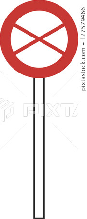 Single illustration of a simple sign with a pole: No entry 127579466
