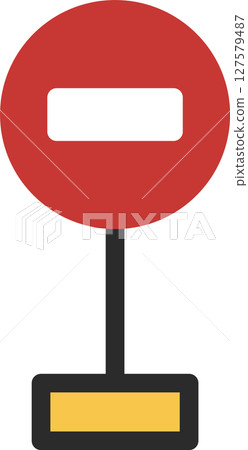 Single illustration of a mini sign with a pole: No entry for vehicles 127579487
