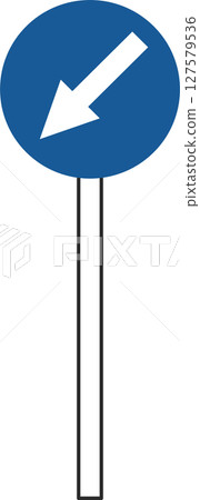 帶有桿簡易標誌的單一插圖：禁止沿著指定方向以外的任何方向行駛 127579536