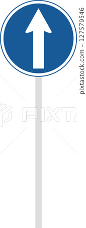 帶有桿標誌的單一插圖：禁止沿指定方向以外的任何方向行駛 127579546