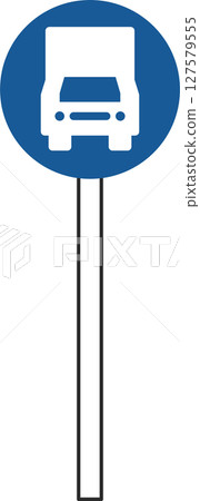 Single illustration of a simple sign with a pole - for authorized vehicles only 127579555