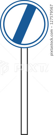 Single illustration of a simple sign with a pole End Single illustration of a simple sign with a pole End 127579567