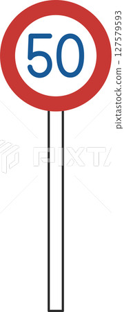 Single illustration of a simple sign with a pole: Maximum speed Single illustration of a simple sign with a pole: Maximum speed 127579593