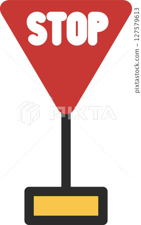 Single illustration of a mini sign with a pole - Pause Single illustration of a mini sign with a pole - Pause 127579613