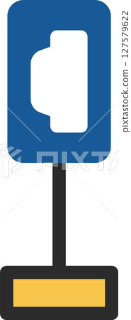 帶有桿迷你標誌的單幅插圖：庇護所 127579622