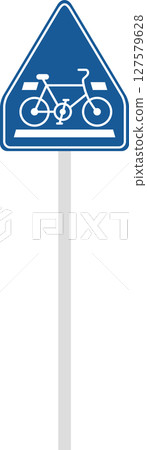 帶有桿標誌的單幅插圖：自行車道 127579628