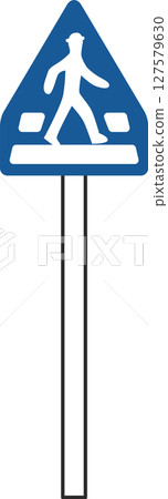 帶有桿子的簡單標誌的單一插圖:人行橫道 帶有桿子的簡單標誌的單一插圖:人行橫道 127579630