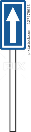 帶有桿子的簡單標誌的單一插圖:單行道 帶有桿子的簡單標誌的單一插圖:單行道 127579638