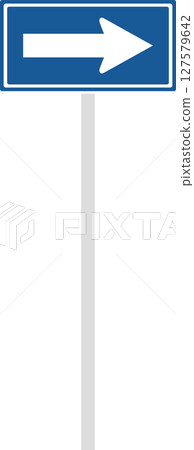 帶有桿標誌的單一插圖:單行道 帶有桿標誌的單一插圖:單行道 127579642