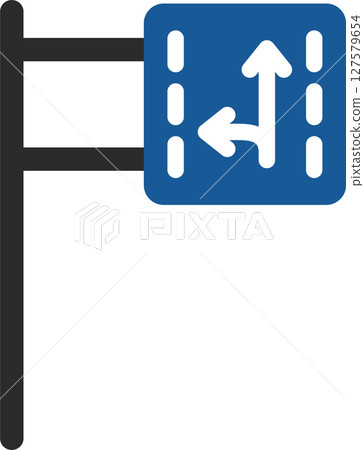 帶桿的單一迷你標誌圖例 - 按行駛方向劃分的交通 127579654