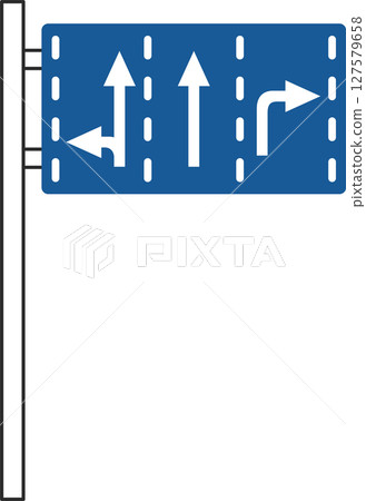 帶桿的簡易標誌的單一插圖 - 根據行駛方向劃分交通 127579658