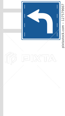 Illustration of a single mini sign with a pole - Traffic divisions by direction of travel 127579667