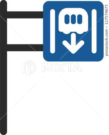 Single illustration of a mini sign with a pole: Dedicated lane Single illustration of a mini sign with a pole: Dedicated lane 127579675