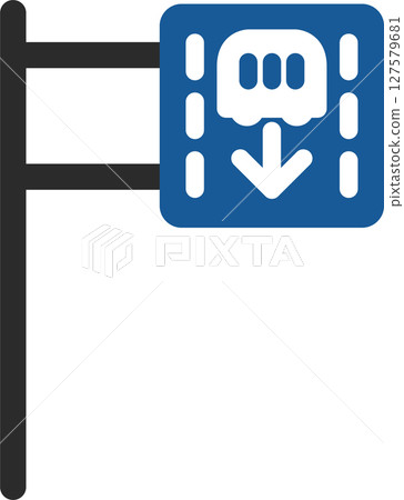 Single illustration of a mini sign with a pole: Priority lane for route buses, etc. 127579681