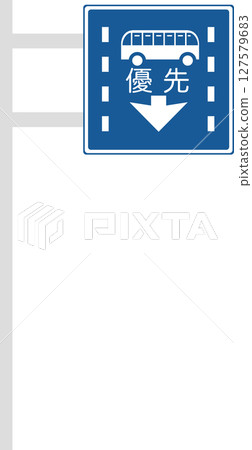 Single illustration of a sign with a pole: Priority lane for route buses, etc. 127579683
