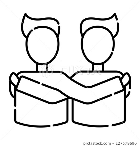 Male couple, black line icon of two men Male couple, black line icon of two men 127579690