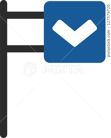 Single illustration of a mini sign with a pole: Safety zone 127579720