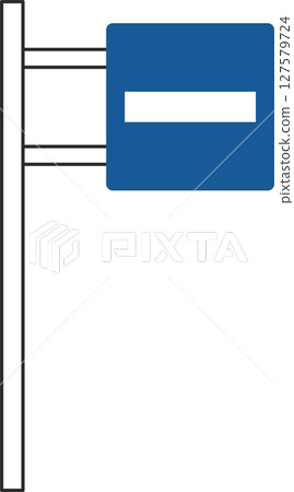 Single illustration of a simple sign with a pole: Stop line 127579724